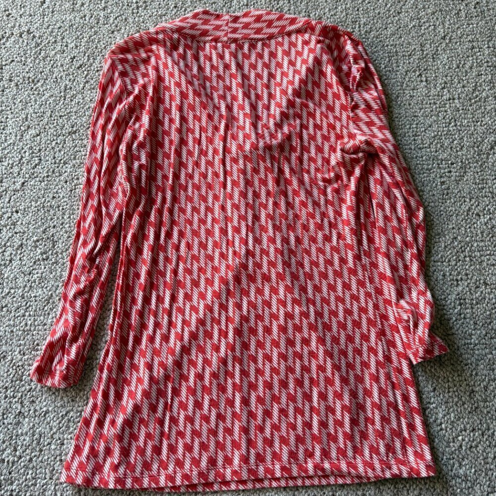 Ann Taylor XS Geometric Print Knotted Bust Top Office Siren Work - Picture 5 of 7